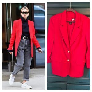 Vintage Lizsport red wool blazer jacket sz medium